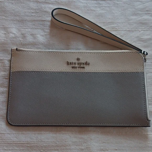🩶Kate Spade Wristlet Wallet in Gray and Cream - Picture 3 of 8